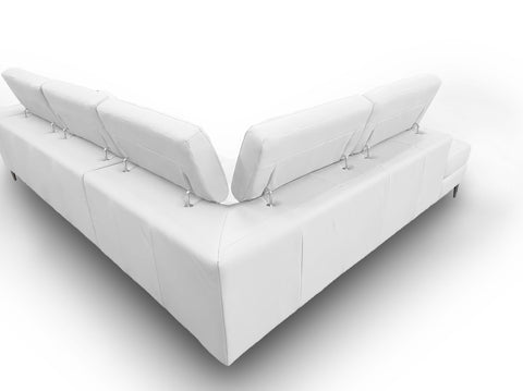 Lamod Italia Viola Italian Contemporary White Leather Left Facing Sectional Sofa Model VGCCVIOLA-KIM-WHT-LAF-SECT