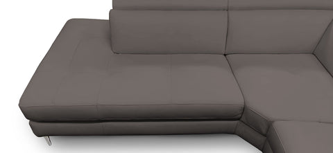 Lamod Italia Viola Italian Contemporary Grey Leather Left Facing Sectional Sofa Model VGCCVIOLA-KIM-BRN-LAF-SECT