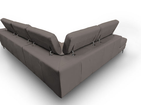 Lamod Italia Viola Italian Contemporary Grey Leather Left Facing Sectional Sofa Model VGCCVIOLA-KIM-BRN-LAF-SECT