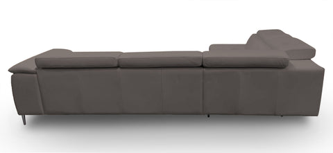 Lamod Italia Viola Italian Contemporary Grey Leather Left Facing Sectional Sofa Model VGCCVIOLA-KIM-BRN-LAF-SECT