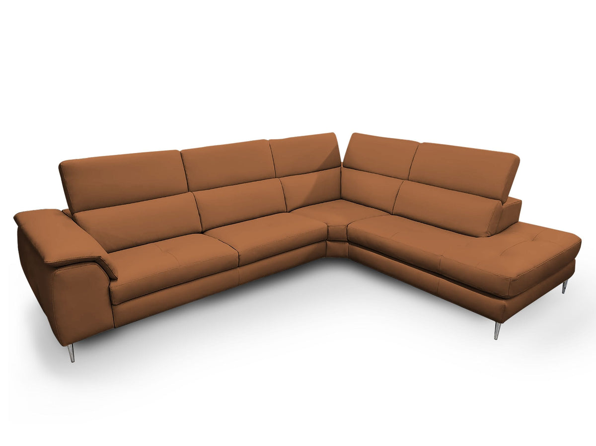 Lamod Italia Viola Italian Contemporary Cognac Leather Right Facing Sectional Sofa Model VGCCVIOLA-KIM-COG-RAF-SECT