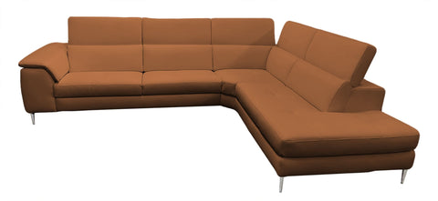 Lamod Italia Viola Italian Contemporary Cognac Leather Right Facing Sectional Sofa Model VGCCVIOLA-KIM-COG-RAF-SECT