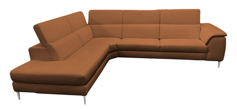 Lamod Italia Viola Italian Contemporary Cognac Leather Left Facing Sectional Sofa Model VGCCVIOLA-KIM-COG-LAF-SECT