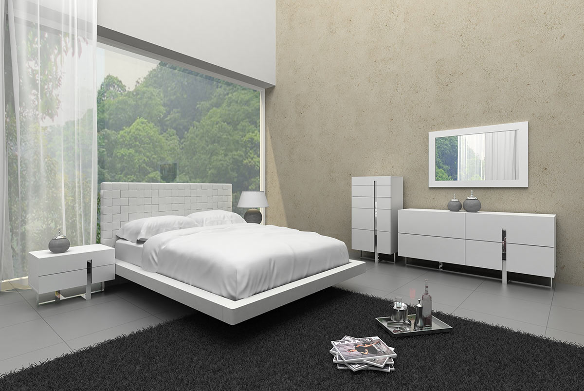 Queen Modrest Voco Modern Queen Bedroom Set Model VGCNVOCO-WHT-SET-Q