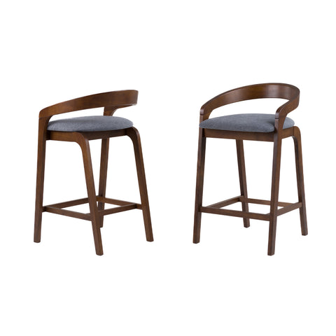 Modrest Vougler Modern Grey Fabric & Walnut Counter Chair (Set Of 2) Model VGMA-MI1204-GRYWAL