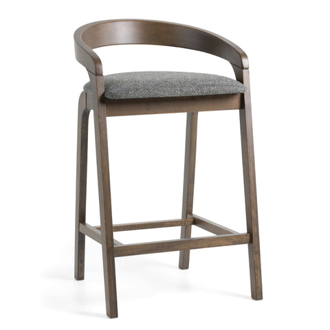Modrest Vougler Modern Grey Fabric & Wenge Counter Chair (Set Of 2) Model VGMA-MI1204-GRYWNG