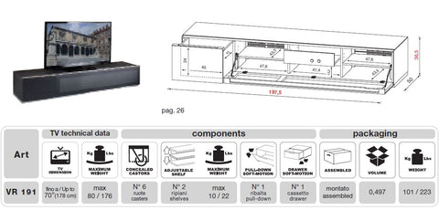 Vr4 Verona Tv Entertainment System Made In Italy Model VGMUVR4-ANM