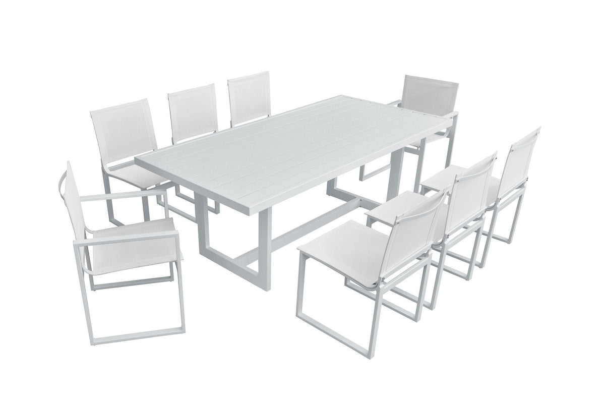 Renava Wake With Kayak Modern Outdoor Off White Dining Table Set