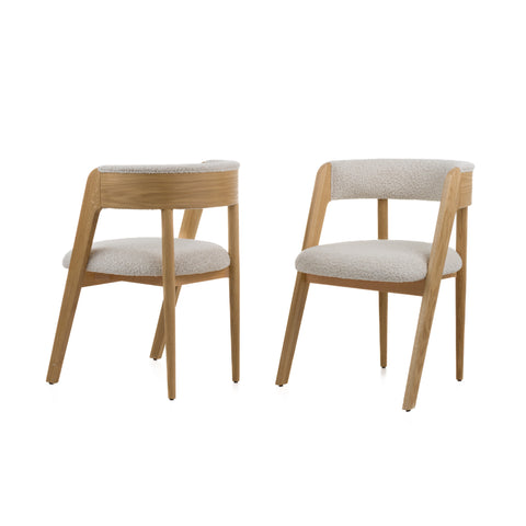 Modrest Vegas Modern Cream Fabric & Natural Oak Dining Chair (Set Of 2) Model VGME121259-CRM-DC