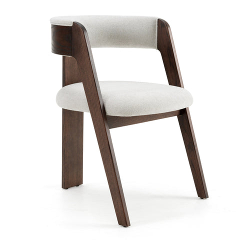 Modrest Washington Modern Off White Fabric & Brown Oak Dining Chair (Set Of 2) Model VGME121259-OFFBRN-DC-1