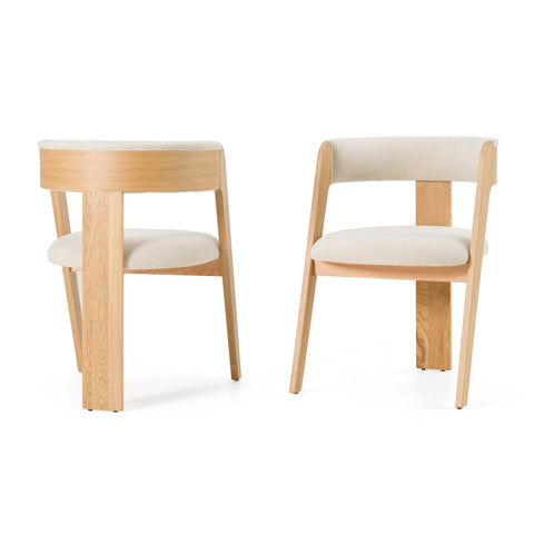 Modrest Washington Modern Beige Fabric & White Oak Dining Chair (Set Of 2) Model VGME121259-BGEWHT-DC-1