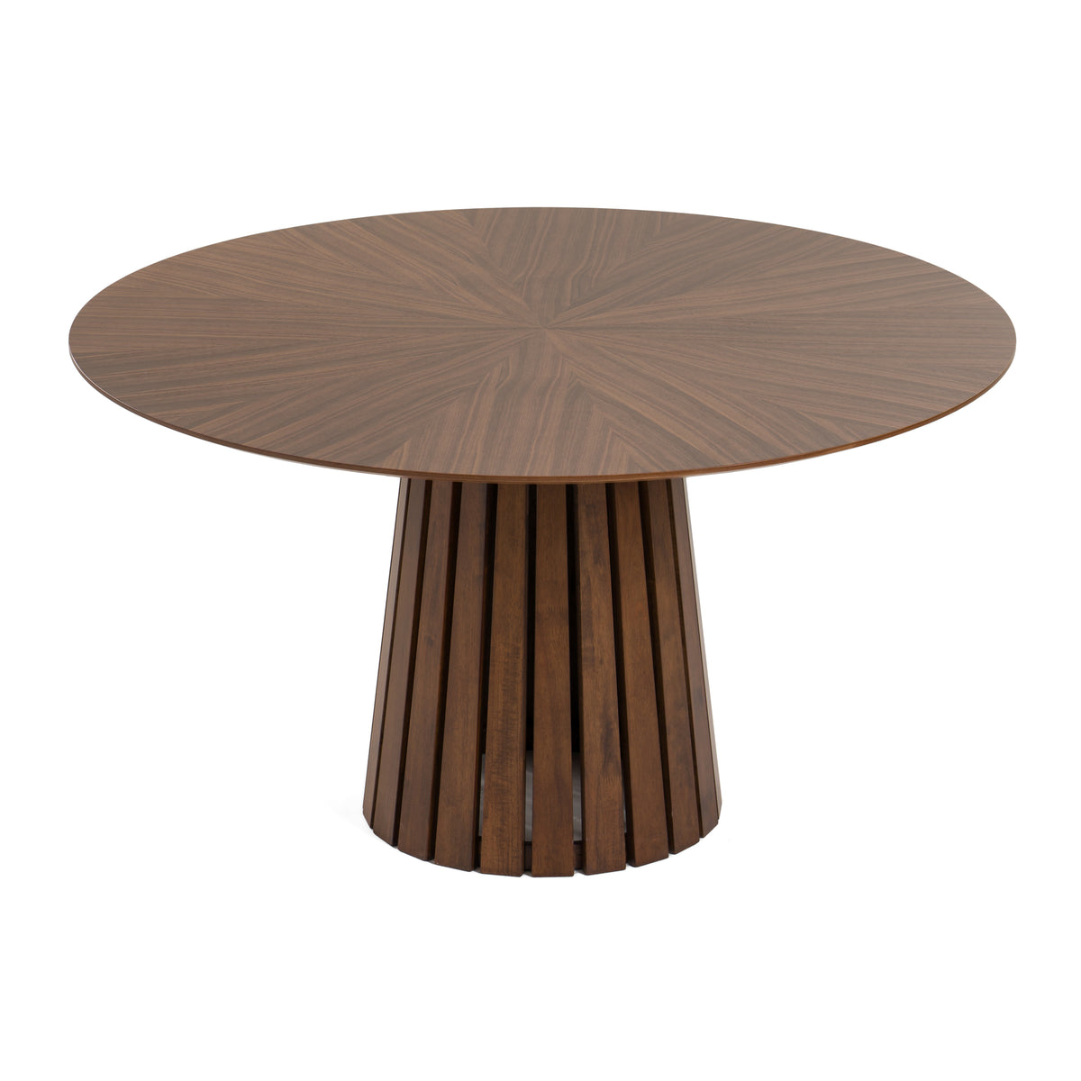 Modrest Weiss Mid Century Modern Walnut Round Dining Table & 6 Chair Set Model VGMAMIT-5346-MI-1181-SET
