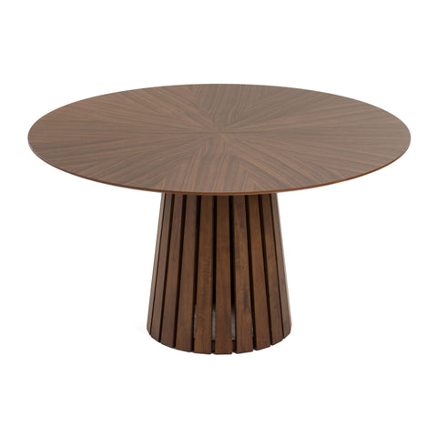 Modrest Weiss Mid Century Modern Walnut Round Dining Table & 6 Chair Set Model VGMAMIT-5346-MI-1181-SET