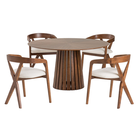 Modrest Weiss Mid Century Modern Walnut Round Dining Table Model VGMAMIT-5346
