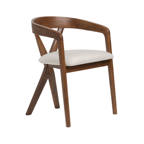 Modrest Weiss Mid Century Modern White Fabric & Walnut Dining Chair Model VGMAMI-1181-OT001