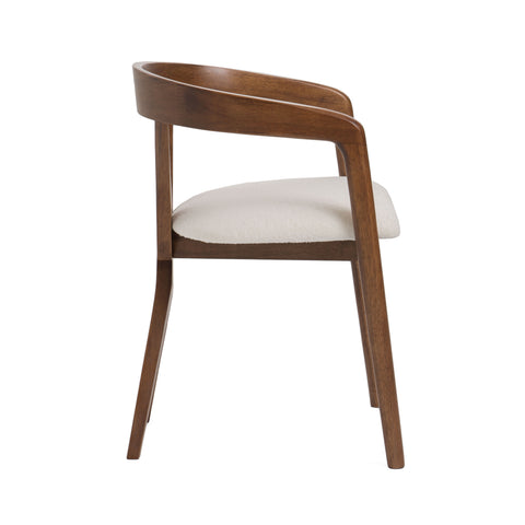 Modrest Weiss Mid Century Modern White Fabric & Walnut Dining Chair Model VGMAMI-1181-OT001