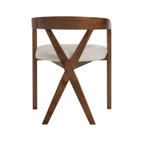 Modrest Weiss Mid Century Modern White Fabric & Walnut Dining Chair Model VGMAMI-1181-OT001