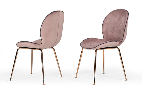 Modrest Wendy Modern Pink Velvet & Rosegold Dining Chair (Set Of 2) Model VGHR3393-PNK