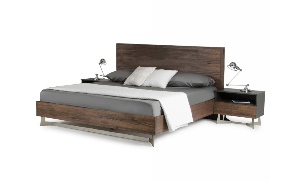 Queen Modrest Wharton Modern Dark Aged Oak Bed Model VGEDWHARTON-BED-Q