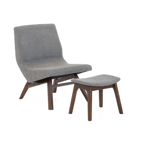 Modrest Whitney Modern Grey & Walnut Accent Chair & Ottoman By VIG Furniture