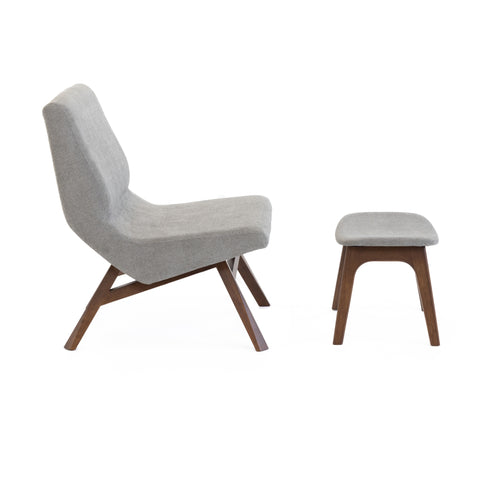 Modrest Whitney Modern Grey & Walnut Accent Chair & Ottoman By VIG Furniture