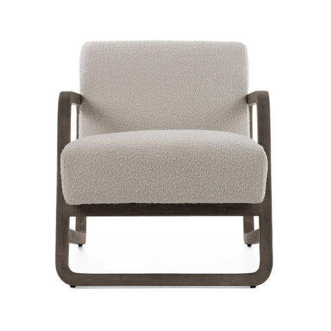 Modrest Wilber Modern Off White Fabric & Grey Wood Accent Chair Model VGVC-S2305A-WHT