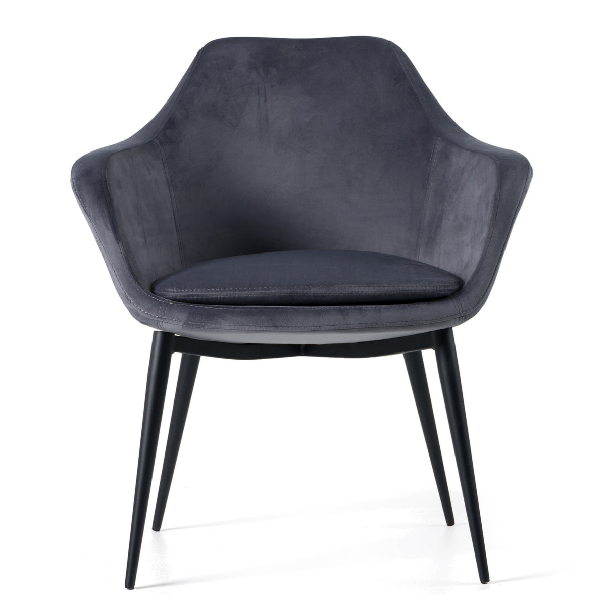 Modrest Wilson Modern Grey Velvet & Black Dining Chair Model VGHR3404-GRY-DC