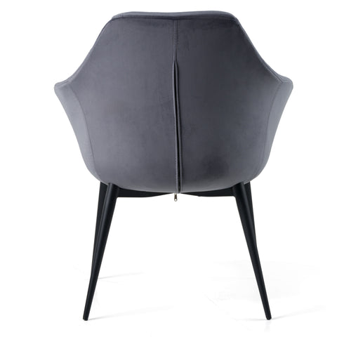 Modrest Wilson Modern Grey Velvet & Black Dining Chair Model VGHR3404-GRY-DC