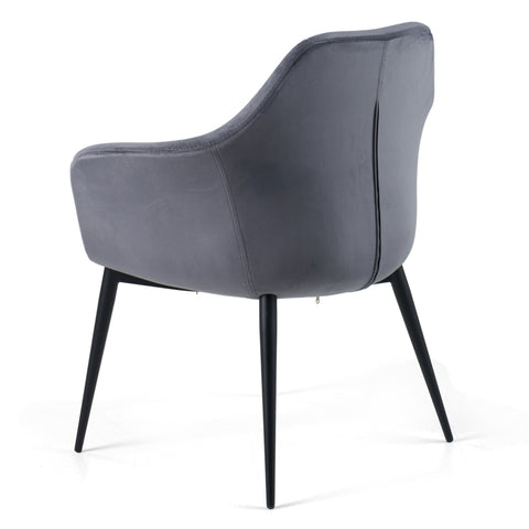 Modrest Wilson Modern Grey Velvet & Black Dining Chair Model VGHR3404-GRY-DC