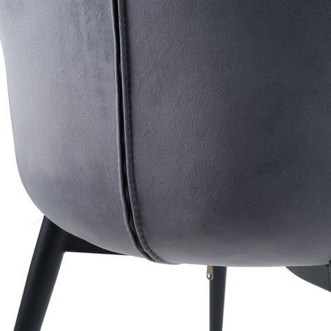 Modrest Wilson Modern Grey Velvet & Black Dining Chair Model VGHR3404-GRY-DC