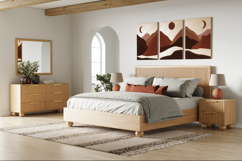 Modrest Winters Modern Natural Oak Bed Model VGWD-EMI-QB-KBUS-BED