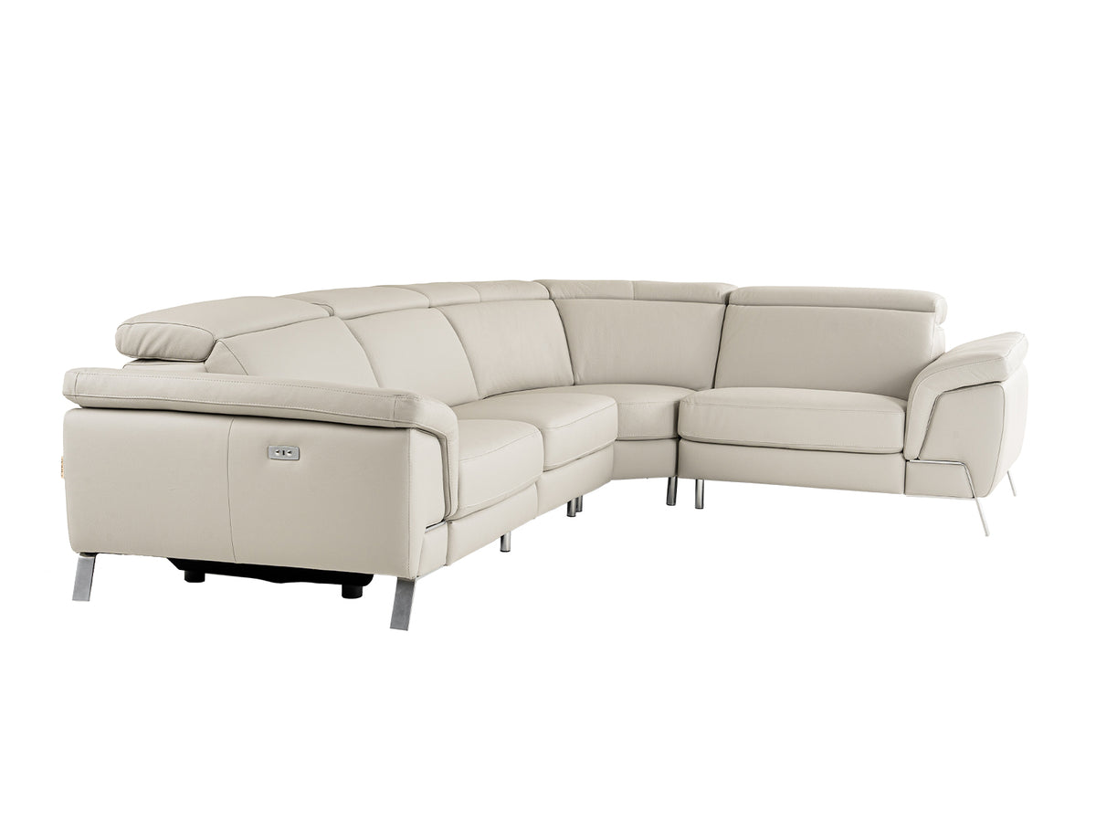 Lamod Italia Mini Wonder Italian Modern Grey Leather Sectional Sofa With Recliner Model VGDTWONDER-GRY
