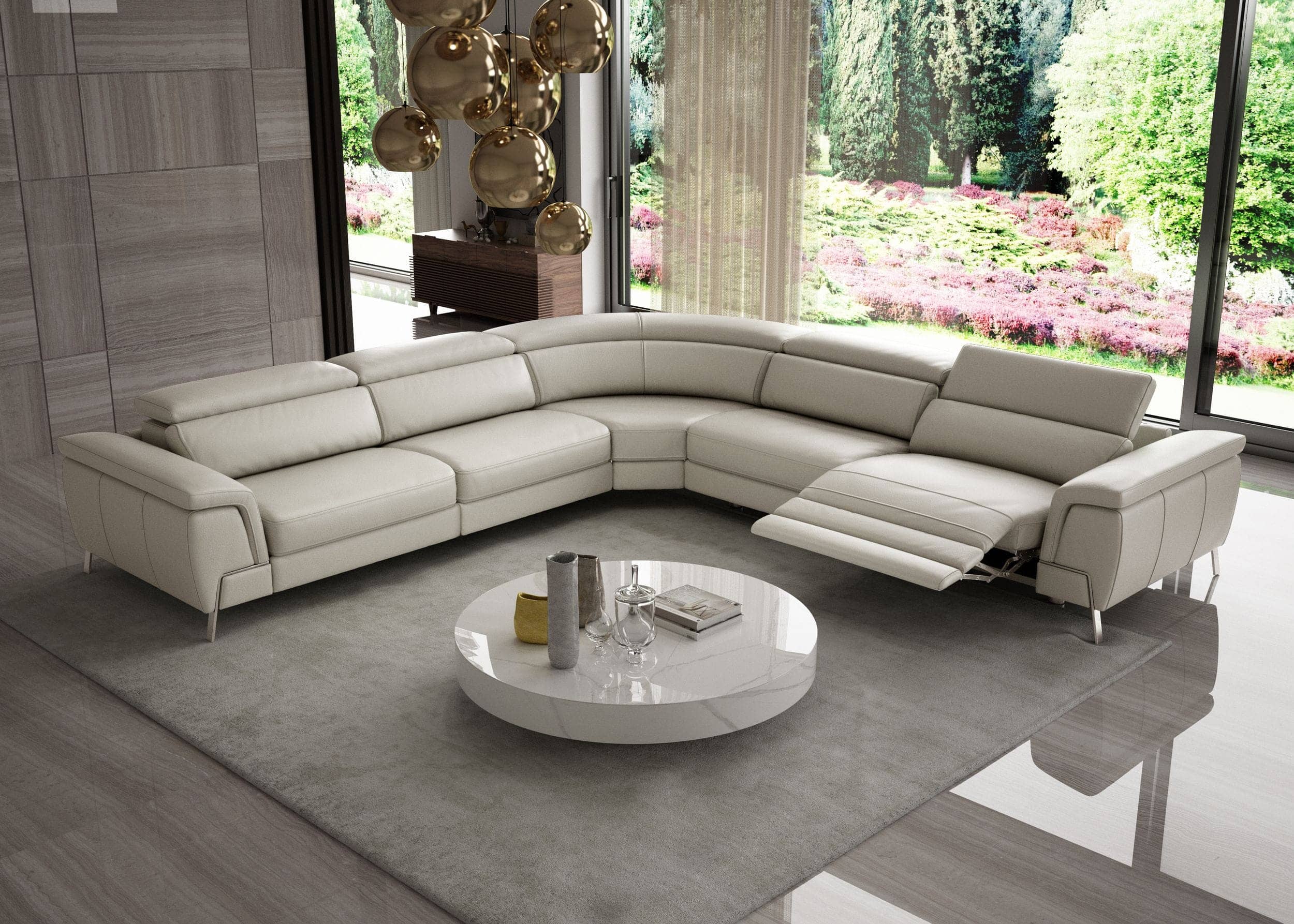 Lamod Italia Wonder Italian Modern Light Taupe Leather Sectional Sofa With Recliners Model VGCCWONDER-TAU-SECT