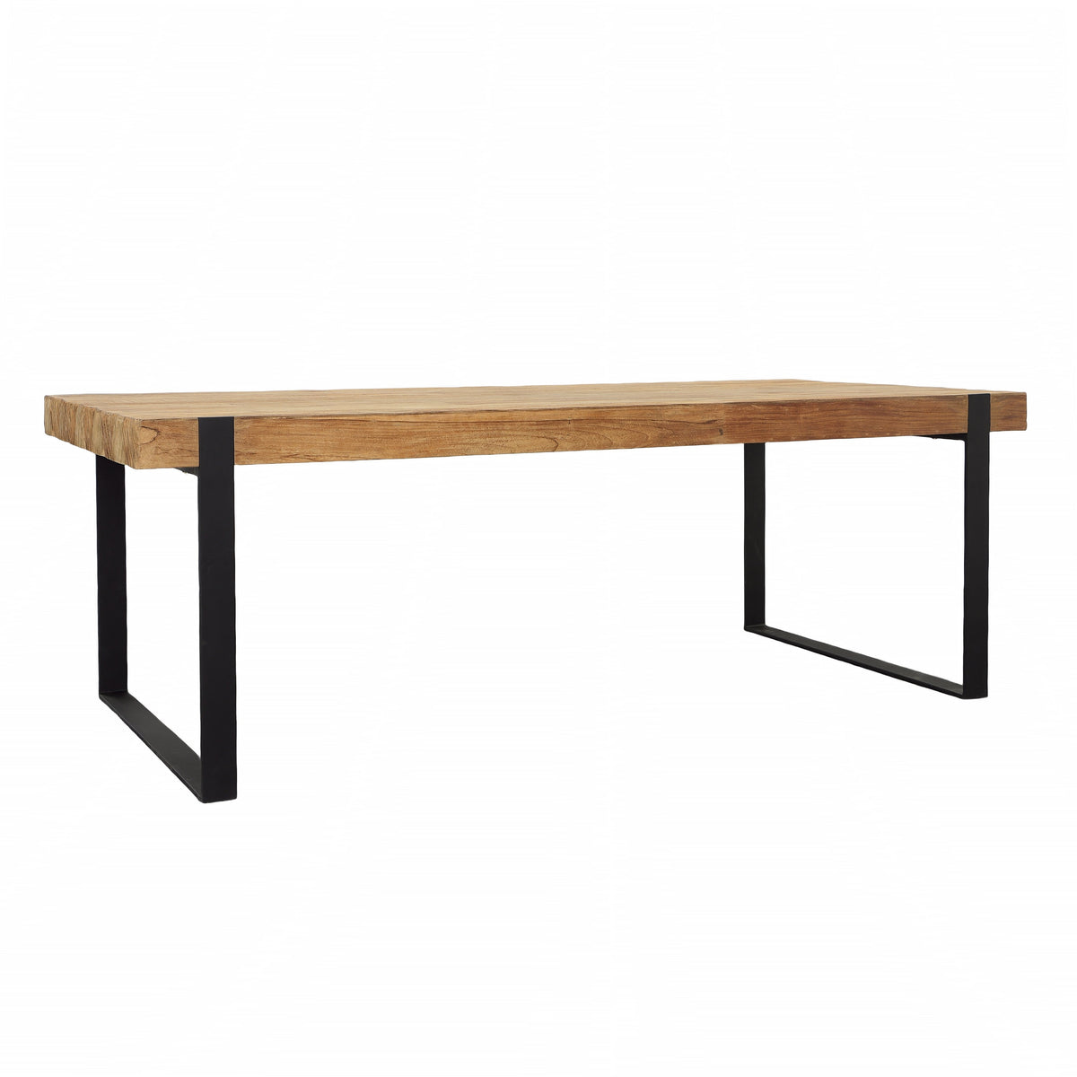 Burke Natural Wood Finish and Black Metal Dining Table