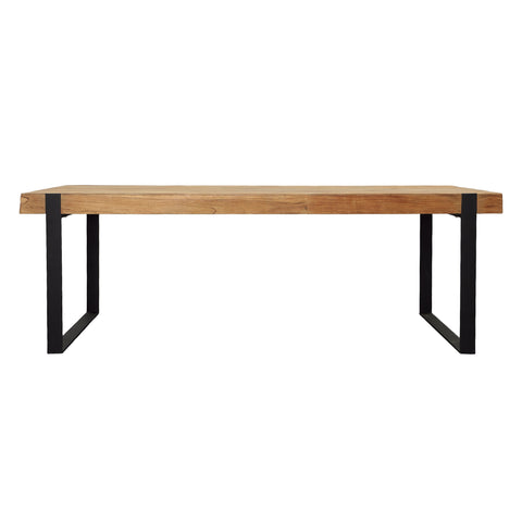 Burke Natural Wood Finish and Black Metal Dining Table