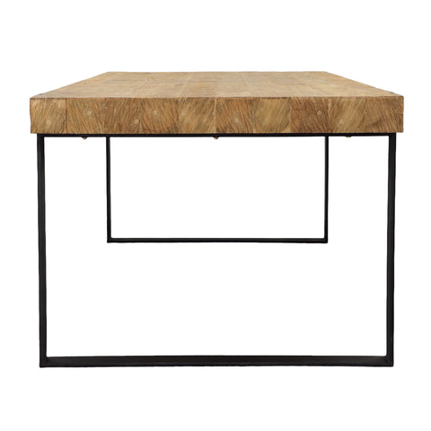 Burke Natural Wood Finish and Black Metal Dining Table
