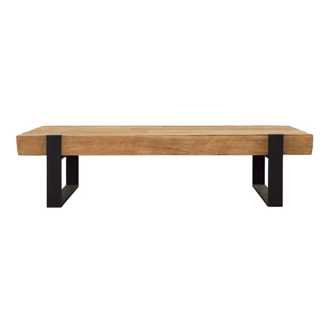 Burke Natural Wood Finish and Black Metal Coffee Table