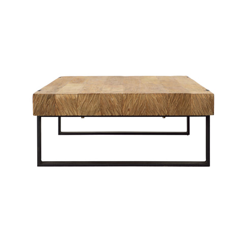 Burke Natural Wood Finish and Black Metal Coffee Table