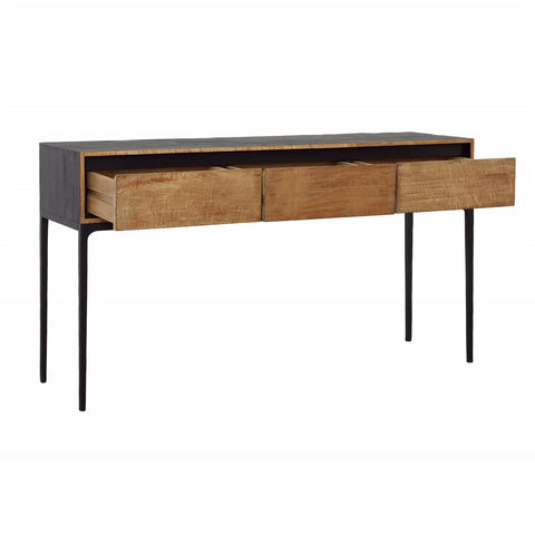 Cabot Natural Wood Finish and Black Console Table