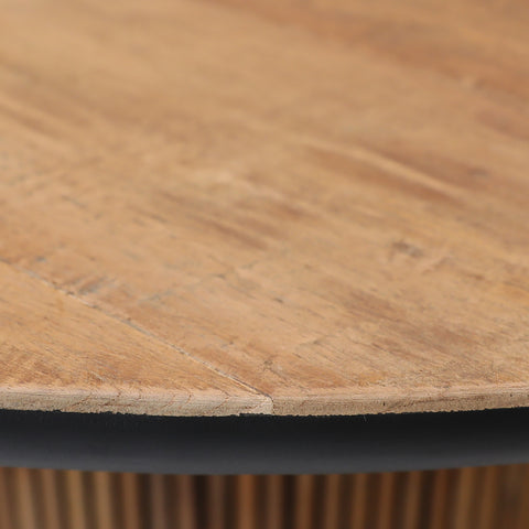 Dabney Natural Wood Wash and Black Round Dining Table