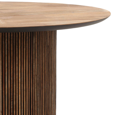 Dabney Natural Wood Wash and Black Round Dining Table