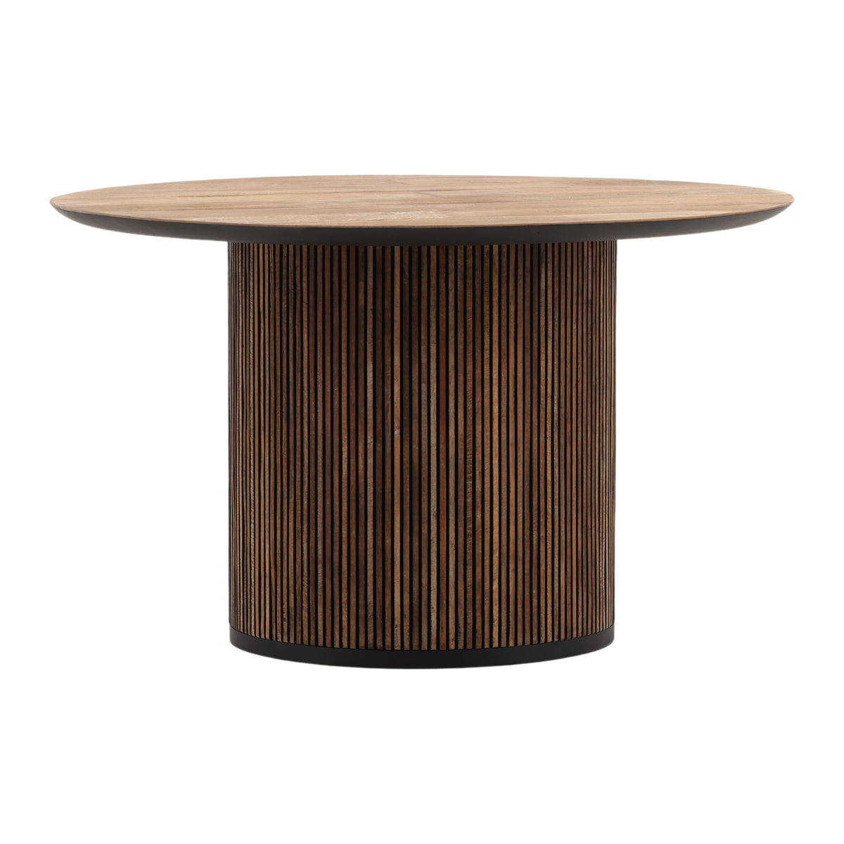 Dabney Natural Wood Wash and Black Round Dining Table
