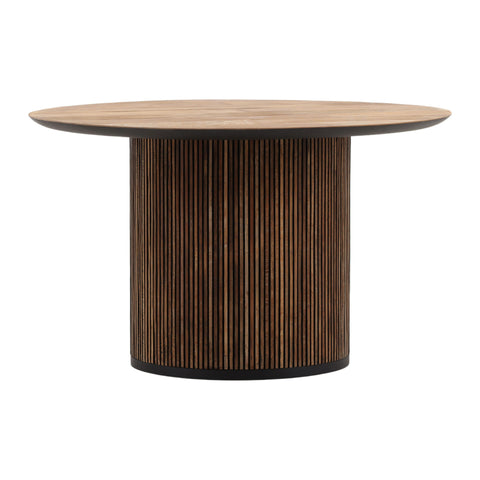 Dabney Natural Wood Wash and Black Round Dining Table