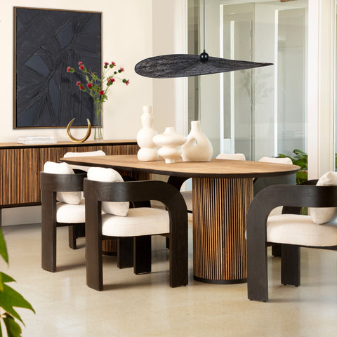 Dabney Natural Wood Wash and Black Dining Table