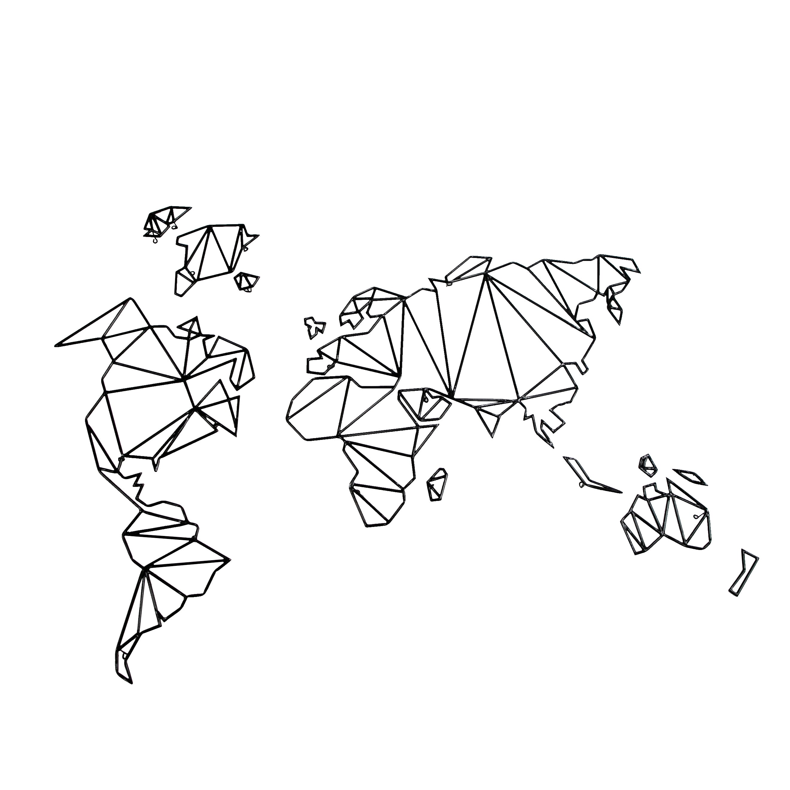 Modrest World Map Black Metal Wall Hanging Model VGATATC-MAP