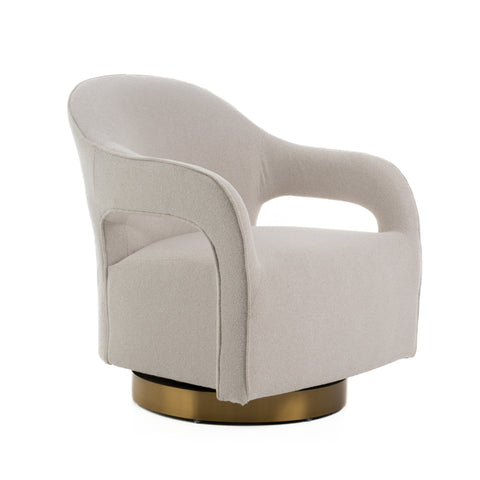 Modrest Worley Modern Beige Fabric & Gold Swivel Accent Chair Model VGRH-RHS-AC-556-BGE