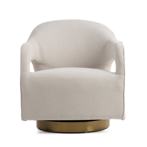 Modrest Worley Modern Beige Fabric & Gold Swivel Accent Chair Model VGRH-RHS-AC-556-BGE