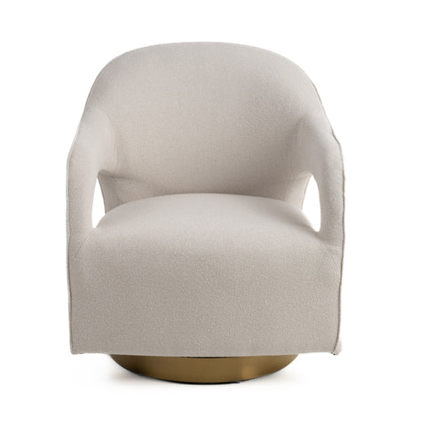 Modrest Worley Modern Beige Fabric & Gold Swivel Accent Chair Model VGRH-RHS-AC-556-BGE
