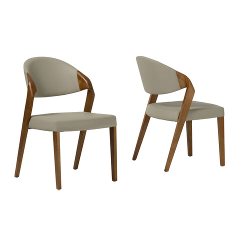 Modrest Arlo Mid Century Beige & Walnut Dining Chair (Set of 2) By VIG Furniture