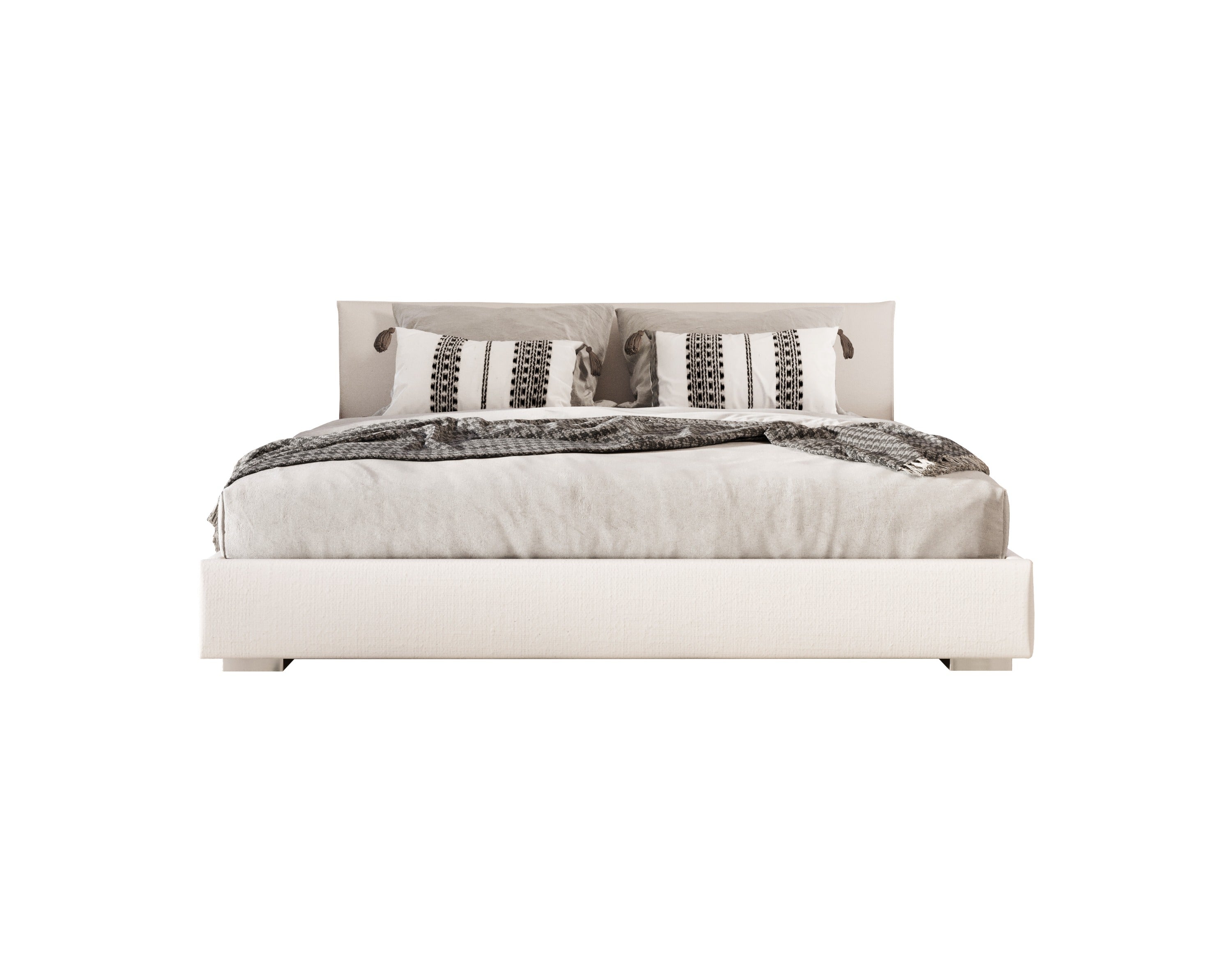 Nova Domus Sogno Italian Modern Beige Fabric Low Headboard Ek Bed Model VGAC-SOGNO-BED-EK